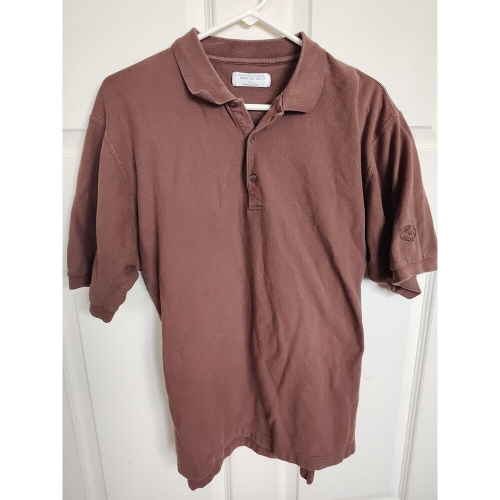 Mary Kay Polo Men's Brown Short Sleeve Shirt Logo Embroidered Vintage